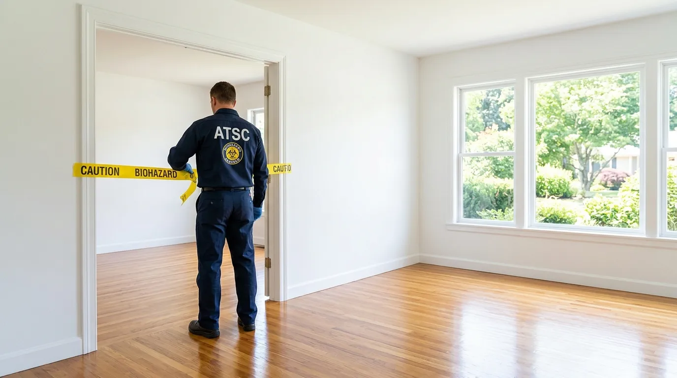 Certified biohazard cleanup crew performing Decomposition Cleanup in Larchmont